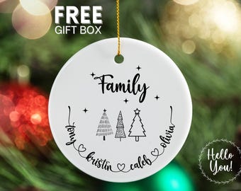 Personalized Family Names Christmas Ornament Custom Names Family Keepsake, Custom Family Christmas Ornament 2025 Heart Design Ornament