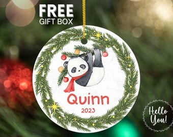 Panda Christmas Ornament, Personalized New Baby's First Christmas Ornament, First Christmas, Kids Custom Gift from Grandma 431