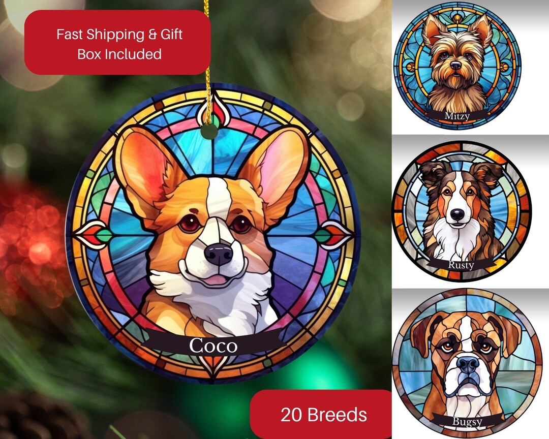 Personalized Dog Christmas Ornament, Custom Dog Name Christmas Ornament