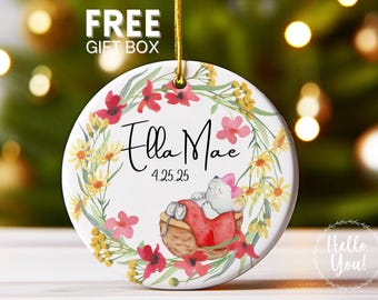 Personalized Baby Girl Ornament Baby's First Christmas Ornament New Baby Girl Gift Custom Baby Keepsake Cute Mouse Custom Gift