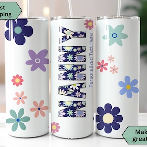 Personalized Nanny Tumbler, Gift for Nanny from Grandkids, New Nanny Travel Mug, Cute Floral Tumbler Mother&#39;s Day Gift for Nanny, Custom Cup