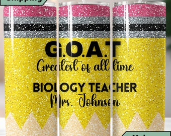 Personalized Biology Teacher Tumbler, Teacher Appreciation Week Gift for Biology Teacher, Custom Biology Teacher Travel Mug, Bio Teacher Mug