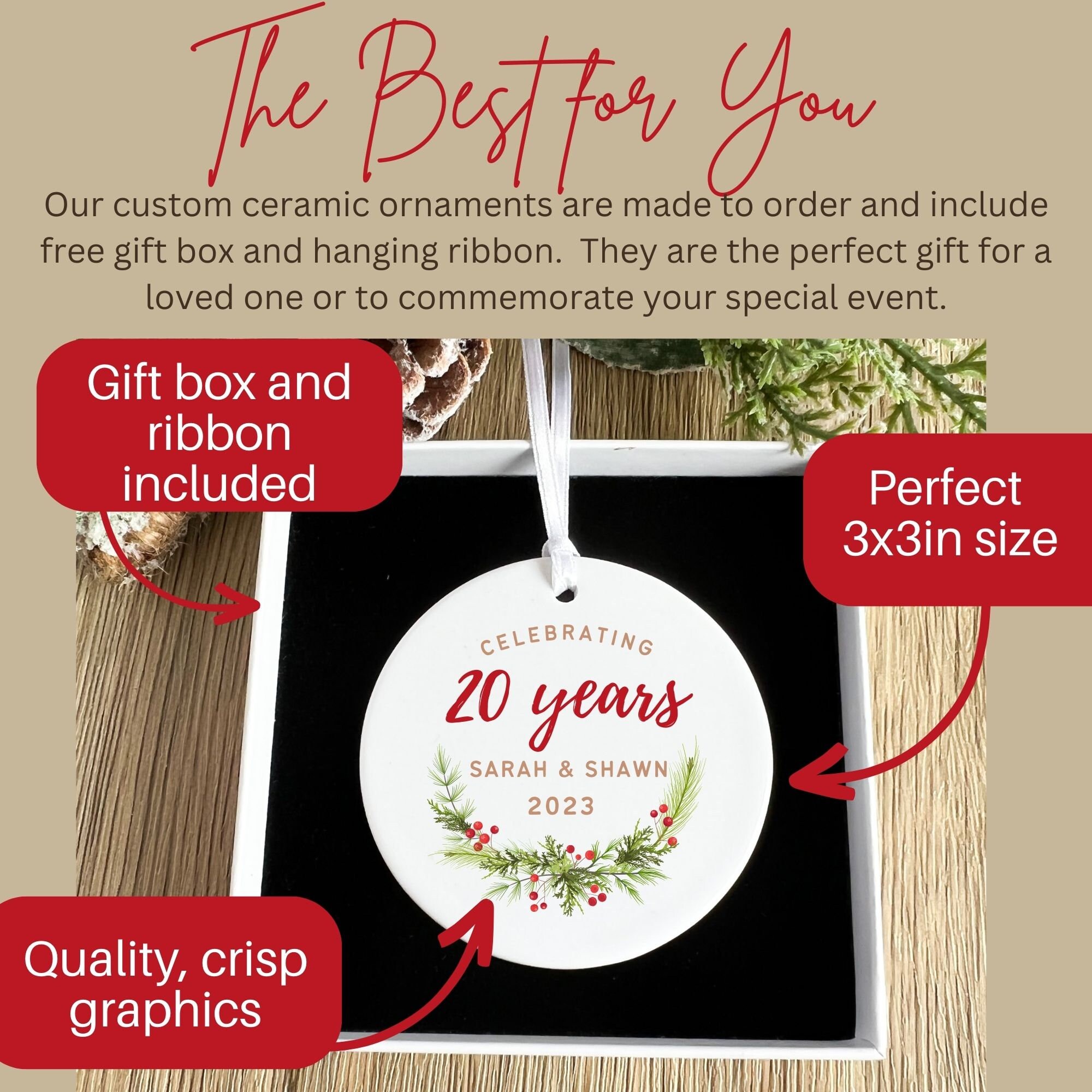 20 Year Anniversary Gift Anniversary Ornament Personalized 20th