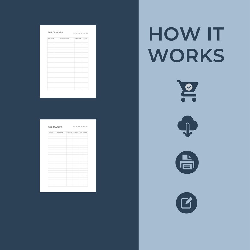 Monthly Bill Tracker Printable Bill Payment Checklist Bill Organizer