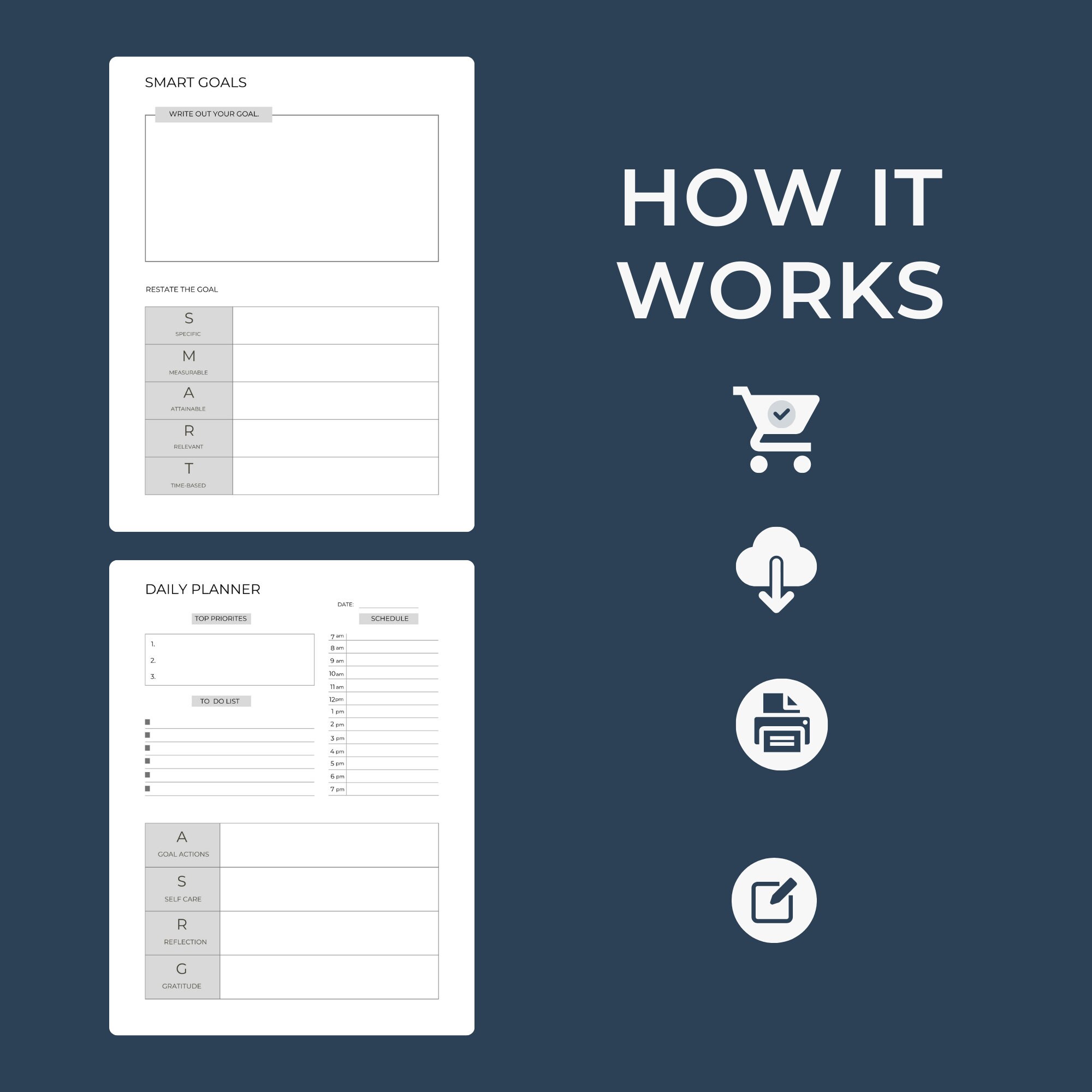 Goal Setting Planner Vision Board Kit Smart Goals Template Monthly ...