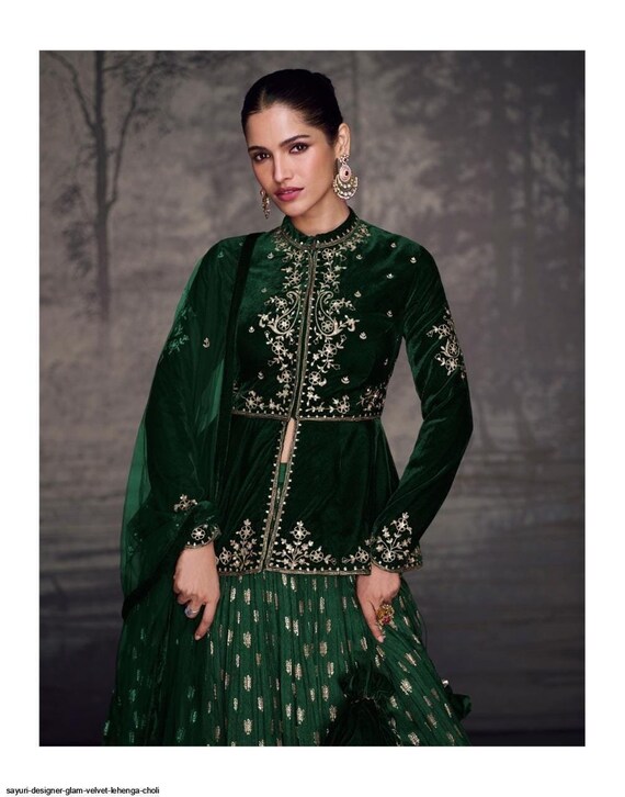 Designer Glam Velvet LEHENGA CHOLI for Women Slawar Suit pakistani Salwar Suit Etsy
