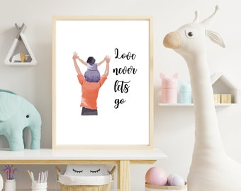 Love Never Lets Go Digital Printable Nursery Child's Room Art