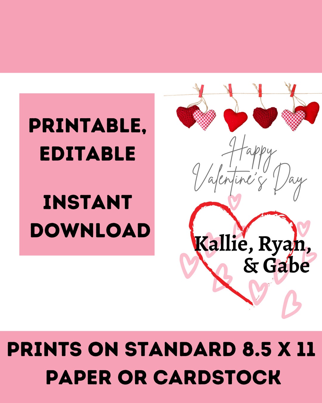 Editable, Printable 8.5 X 11 Valentine's Day Card - Etsy