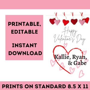 Carte de Saint Valentin modifiable et imprimable 8,5 X 11