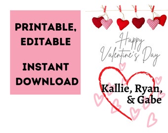 Editable, Printable 8.5 X 11 Valentine's Day Card