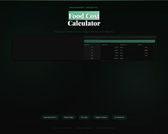 Food Cost Calculator Excel Template | Restaurant Food Cost Tracker | Auto Food Cost Percentage | Category Tracking with Status Flags