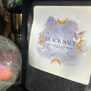 Black Salt 4 oz | Witch&#39;s Salt | Black Salt for Warding, Banishing, Uncrossing, Cleansing, & Protection