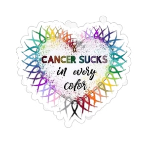 Cancer Awareness, Cancer Sucks, Support Ribbon Stickers, Rainbow Support Ribbons, Gift, Kiss-Cut Stickers, Awareness Stickers,