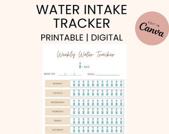 Hydration Tracker | Water Journal | Water Intake Tracker | 31 Day Water Challenge | Health Habit | 30 Day Water Challenge Printable