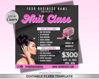 Nail Class Flyer Template: DIY Nail Artist Training (PDF)