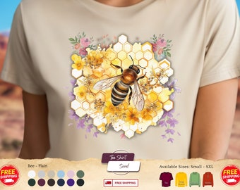Bee TShirt, Bees Tee Shirt, Beekeeper, Cottagecore, Gardener TShirt, Earth Day, Mother's Day, Gift for Mom, Girlfriend, Gardner, Flower