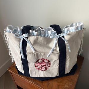 Boat and Tote Bag Insert | Reversible with Drawstring | Custom Liner with Bows