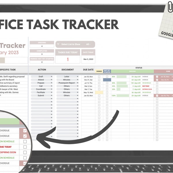 OFFICE TASK TRACKER | Productivity Tracker | WhyNign Templates