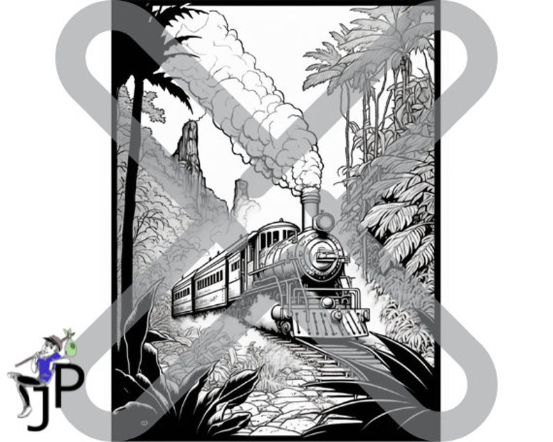 Printable Coloring Pages of Trains in PDF Format 8.5 X 11 Ready - Etsy