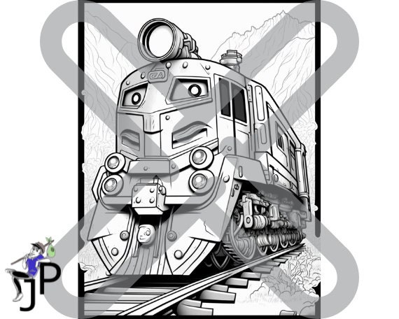 Printable Coloring Pages of Trains in PDF Format 8.5 X 11 Ready - Etsy