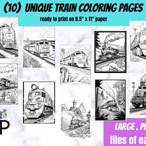 Printable Coloring Pages of Trains in PDF format 8.5&quot; x 11&quot; Ready