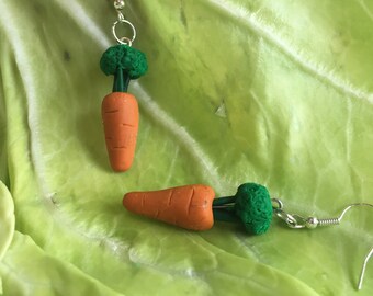 Carrot earrings | handmade polymer clay jewelry | veggie earrings