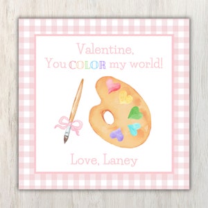 Color My World Paint Set stampabile San Valentino Tag Girl download digitale modificabile