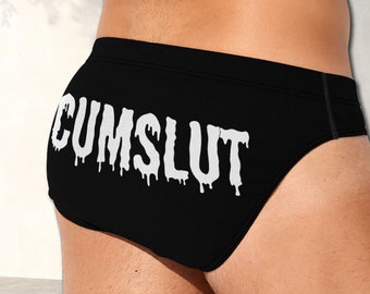 Men's Briefs, Black Underwear, Graphic Print