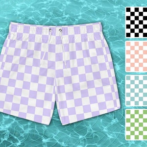Zwembroek met dambordpatroon, herenbadpak met retro ruitpatroon
