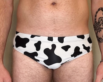 Slip de bain imprimé vache, maillot de bain gay sexy, tenue fierté