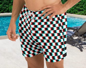 Short de bain ondulé à damier 3D