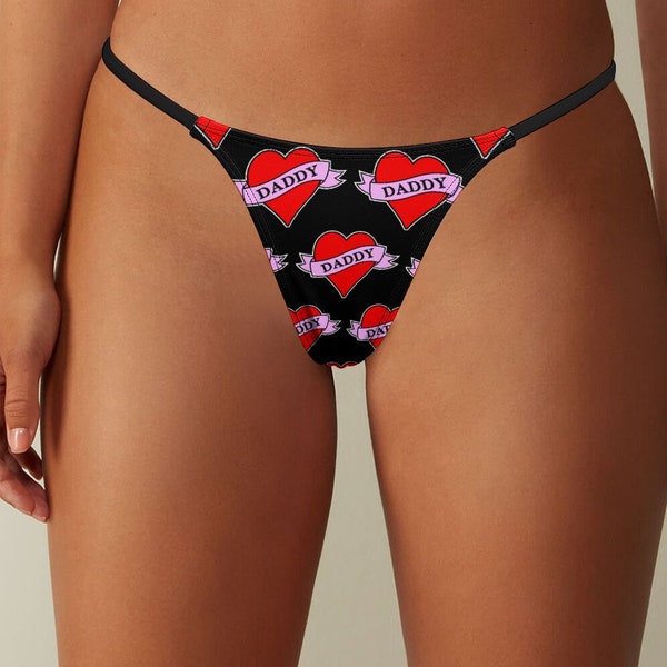 Papa G-String String, Papa Coeur Lingerie Femme, Culotte Tatouage Traditionnel Américain, Sous-Vêtements Sexy