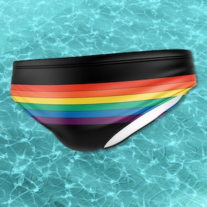 Rainbow Stripe Gay Pride Men&#39;s Swim Briefs