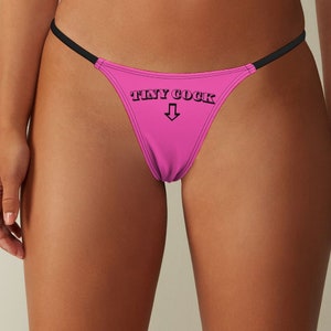 Tiny Cock G-String Thong, Mens Cuck Underwear, Naughty Women's Lingerie, Slut Panties, Hot Wife Gift image 1