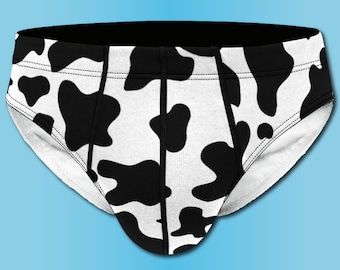 Cow Print Mens Briefs, Cowboy Aesthetic, Disco Cow Boy Boxer Shorts, Animal Pattern Underwear