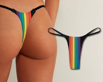 String drapeau de la fierté gay, sous-vêtement string pour femme, culotte arc-en-ciel, lingerie LGBTQ, cadeau queer