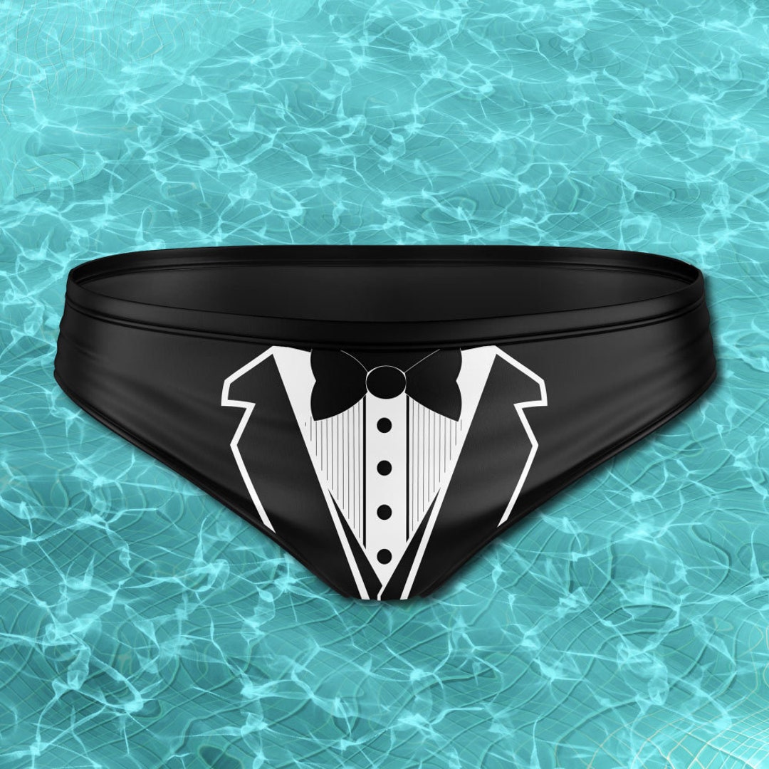 Groom Tuxedo Swim Briefs Mens Bachelor Party Swimwear Etsy