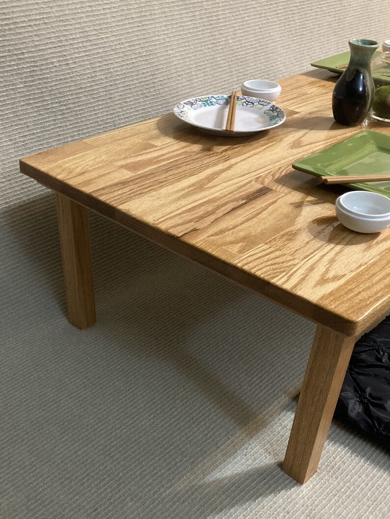 Red Oak Chabudai Dining Table Low Dining Table Japanese Dining Table