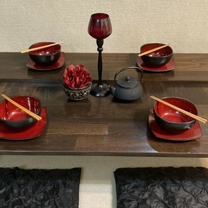 Chabudai Dining Table - Recessed Center - Low Dining Table - Japanese Dining Table - Coffee Table - 2 Sizes - 4 Heights - Handmade