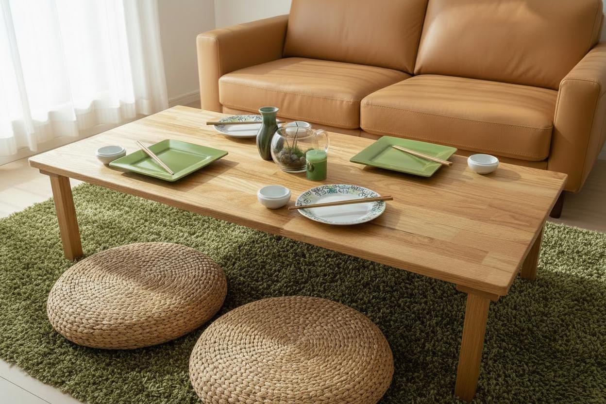 Red Oak Chabudai | Handcrafted | Low Dining Table | Coffee Table