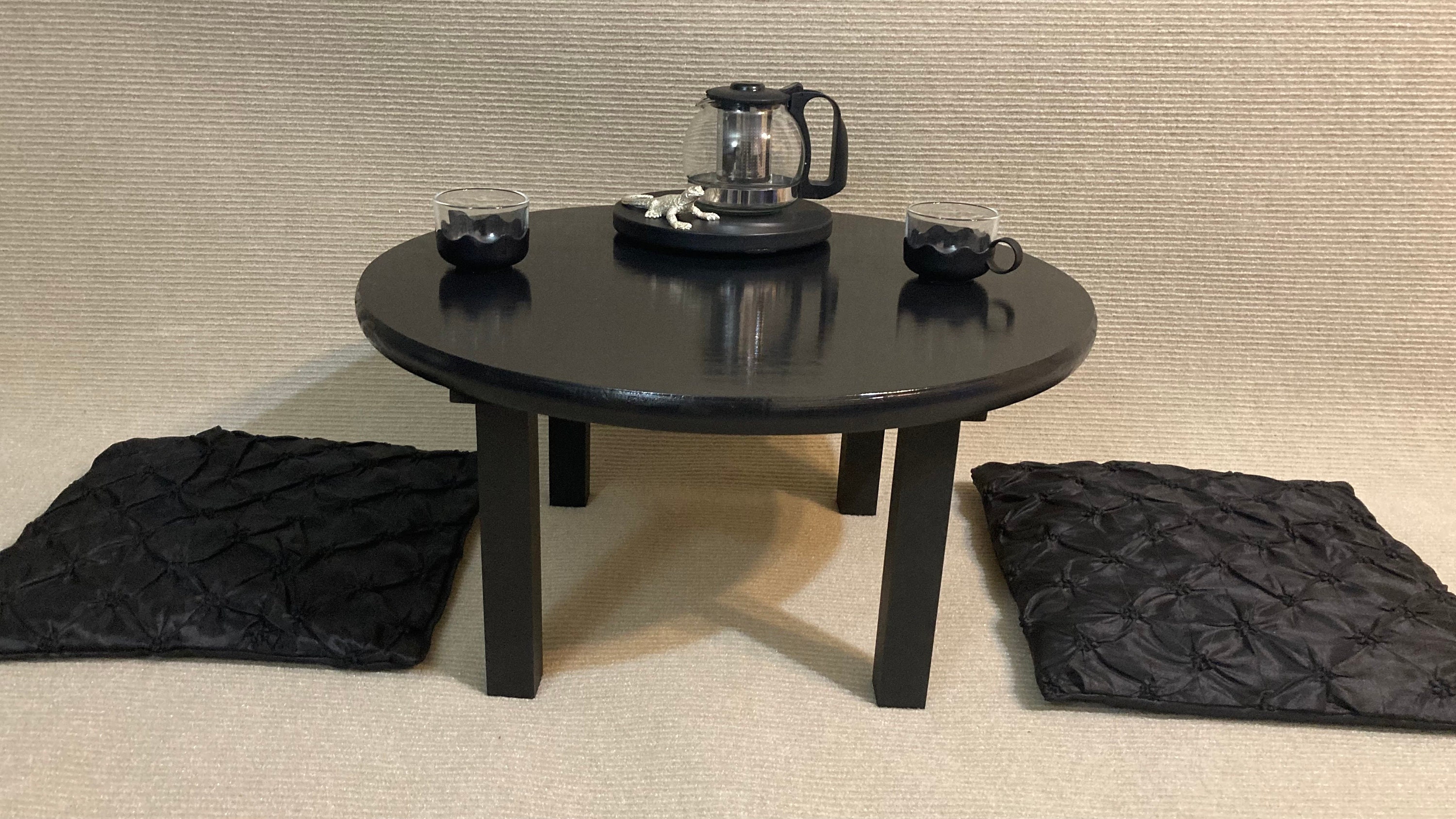 Chabudai Tea Table Low Tea Table Meditation Altar Mini Japanese Dining Table 24 Round X 12 Solid