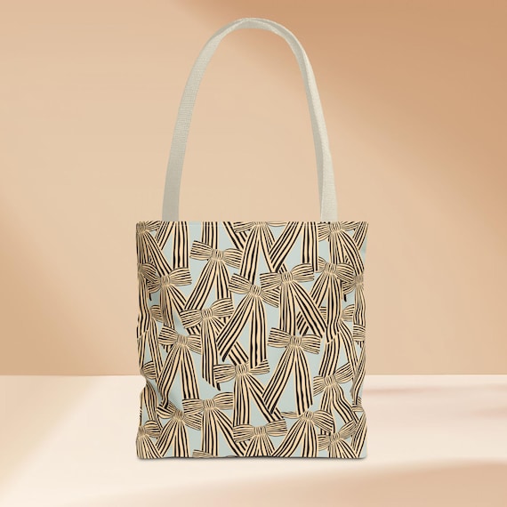 Joyful Bow Tote Bag, Cute Bow Design, Stylish Shopping Bag, Reusable Grocery Tote, Gift for Her, Large Shoulder Bag