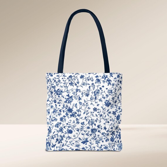 Blue Floral Tote Bag – Stylish & Durable Everyday Carryall