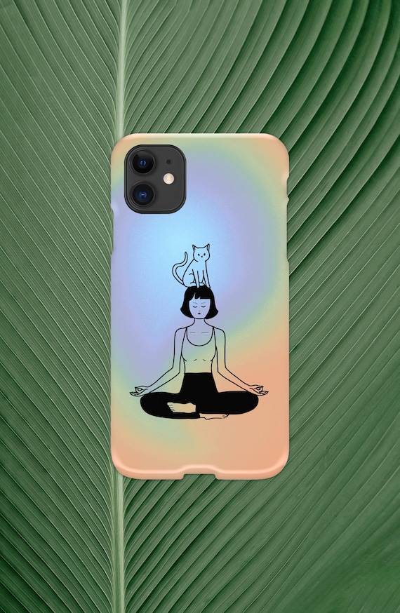 OM Cat Yoga Glossy Phone Case Cover for iPhone Android Slim Protective Stylish Phone Case Cover Gift