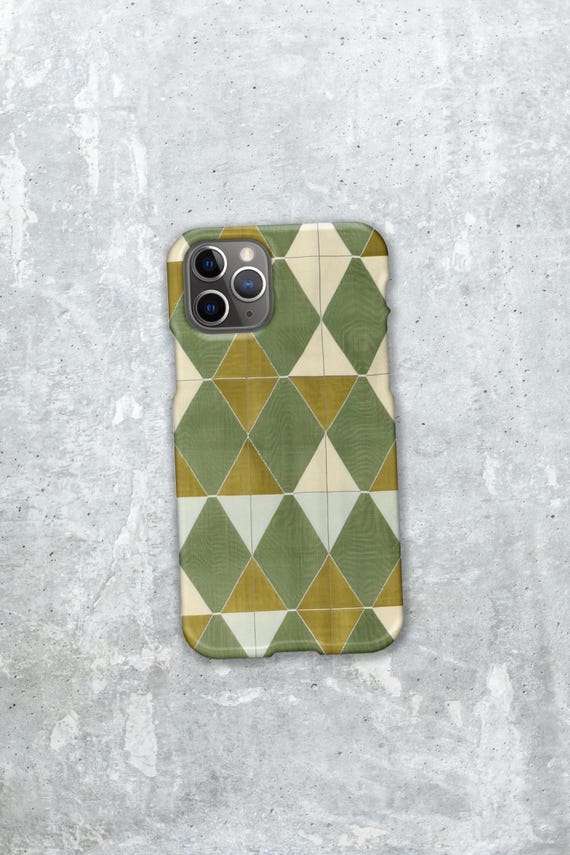 Green Patchwork Glossy Phone Case Cover for iPhone Android Slim Protective Stylish Phone Case Cover Gift
