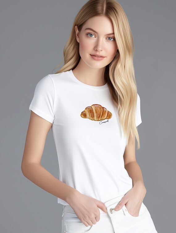 Cute Croissant T-Shirt - Soft Gildan Women's Tee - Perfect Gift for Food Lovers