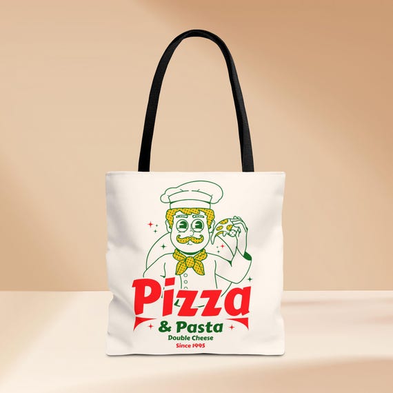 Foodie Tote Bag, Pasta Lover Grocery Bag, Pizza Print Shopping Tote, Italian Cuisine Eco-Friendly Bag, Food Lover Gift, Culinary Student