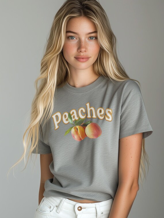 Charming Peaches Design T-Shirt | Soft Cotton Classic | Everyday Casual Wear