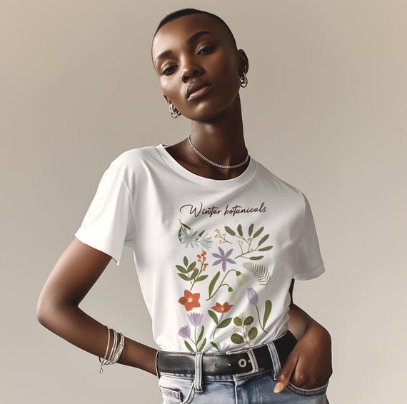Cozy Winter Botanicals T-Shirt - Soft Tee for Nature Lovers - Perfect Gift