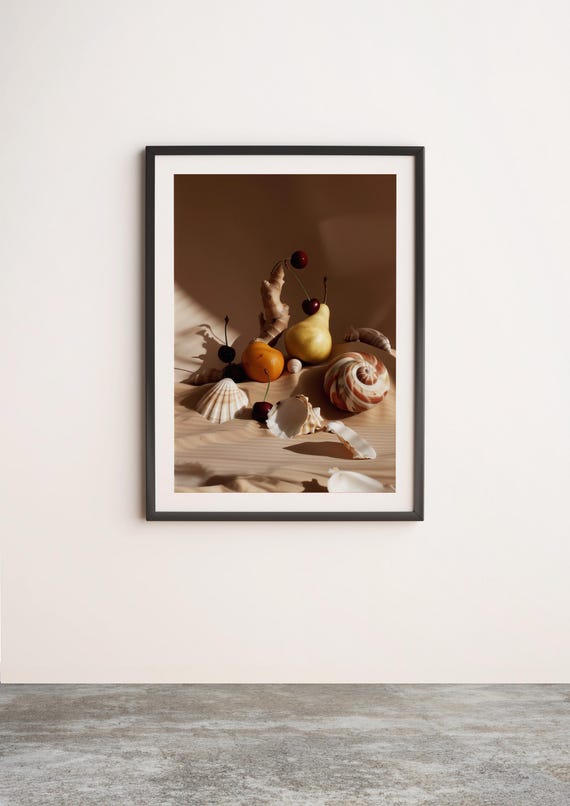 Fruits and seashells Poster Premium Mat Paper